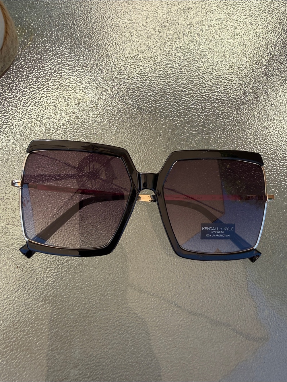 Kendall & Kylie Black Oversized Square Sunglasses with Gradient Lenses